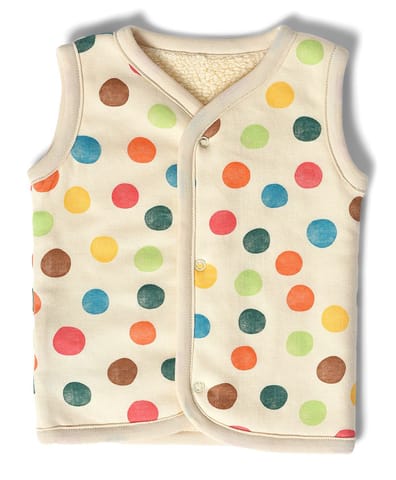 Mi Arcus Polks Dot Sleeveless Reversible Jacket for Kids