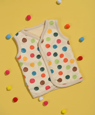 Mi Arcus Polks Dot Sleeveless Reversible Jacket for Kids