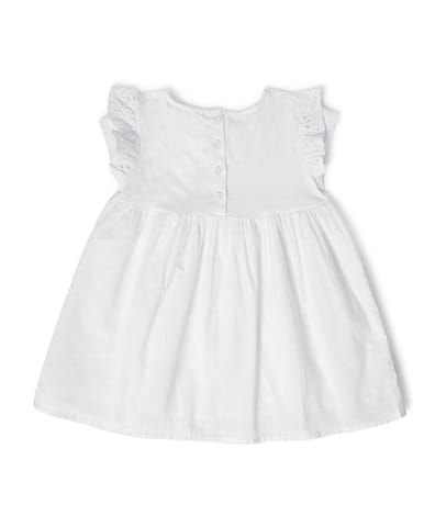 Mi Arcus Flutter Sleeve White Frock for Girls