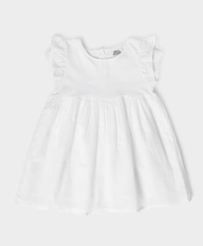 Mi Arcus Flutter Sleeve White Frock for Girls