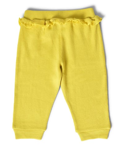 Mi Arcus Yellow Mid Rise Waffle Pyjama for Kids