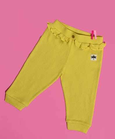 Mi Arcus Yellow Mid Rise Waffle Pyjama for Kids