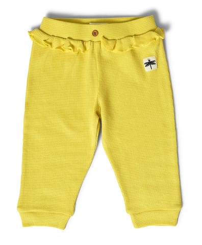 Mi Arcus Yellow Mid Rise Waffle Pyjama for Kids