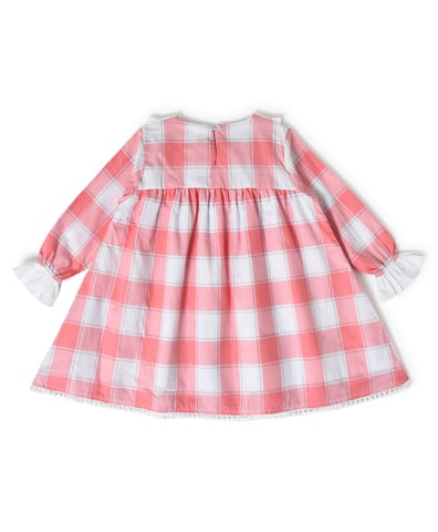 Mi Arcus Check Print Full Sleeve with Peter Pan Collar Dress for Girls