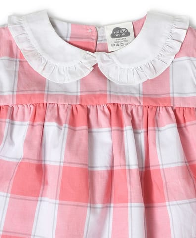 Mi Arcus Check Print Full Sleeve with Peter Pan Collar Dress for Girls