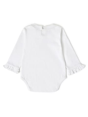 Mi Arcus White Full Sleeve Romper with Dunagree Set for Kids