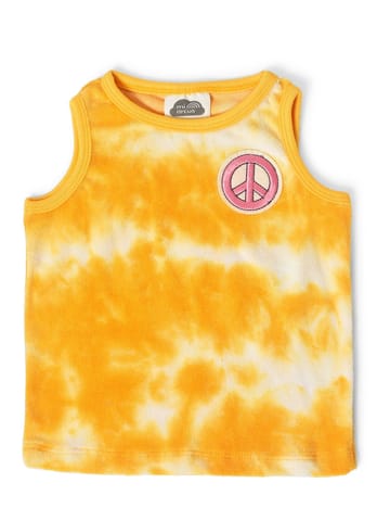 Mi Arcus Tie Dye Yellow Sleeveless Vest with Shorts Set for Kids