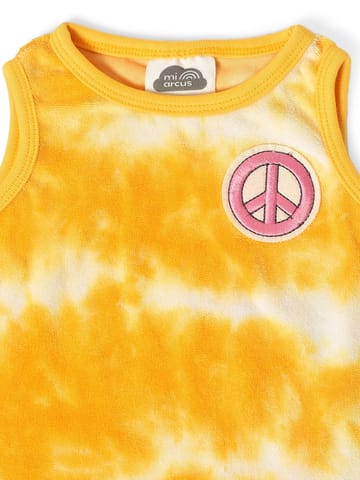 Mi Arcus Tie Dye Yellow Sleeveless Vest with Shorts Set for Kids