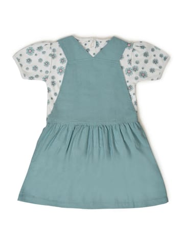 Mi Arcus Printed Tshirt with Dungaree Style Dress for Girls