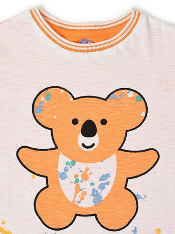 Mi Arcus Bear Print T-Shirt- Orange for Kids