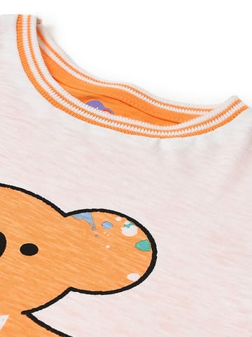 Mi Arcus Bear Print T-Shirt- Orange for Kids