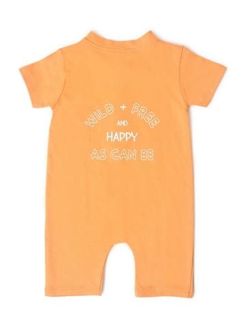 Mi Arcus Solid Orange Thigh Length Romper for Kids