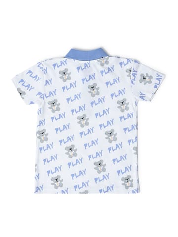 Mi Arcus White Printed Polo T-shirt for Kids