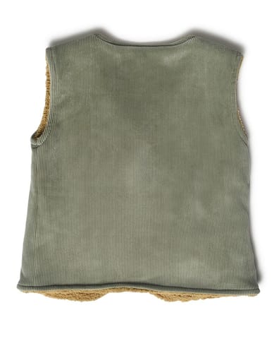 Mi Arcus Green Sleeveless Corduroy Shrug for Girls