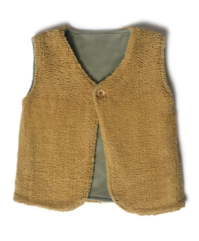 Mi Arcus Green Sleeveless Corduroy Shrug for Girls