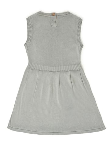 Mi Arcus Grey Knitted Sleeveless Dress for Girls