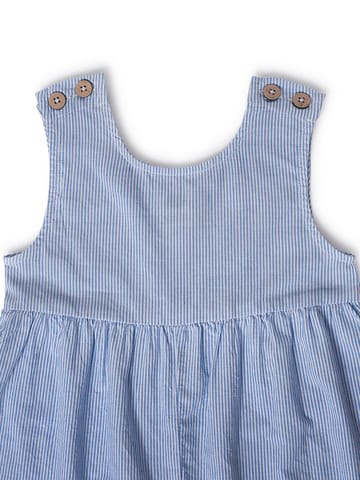 Mi Arcus Sky Blue Striped Knee Length Jumpsuit for Girls