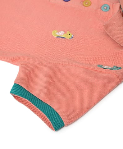 Mi Arcus Peach Embroidery Polo T-shirt for Kids