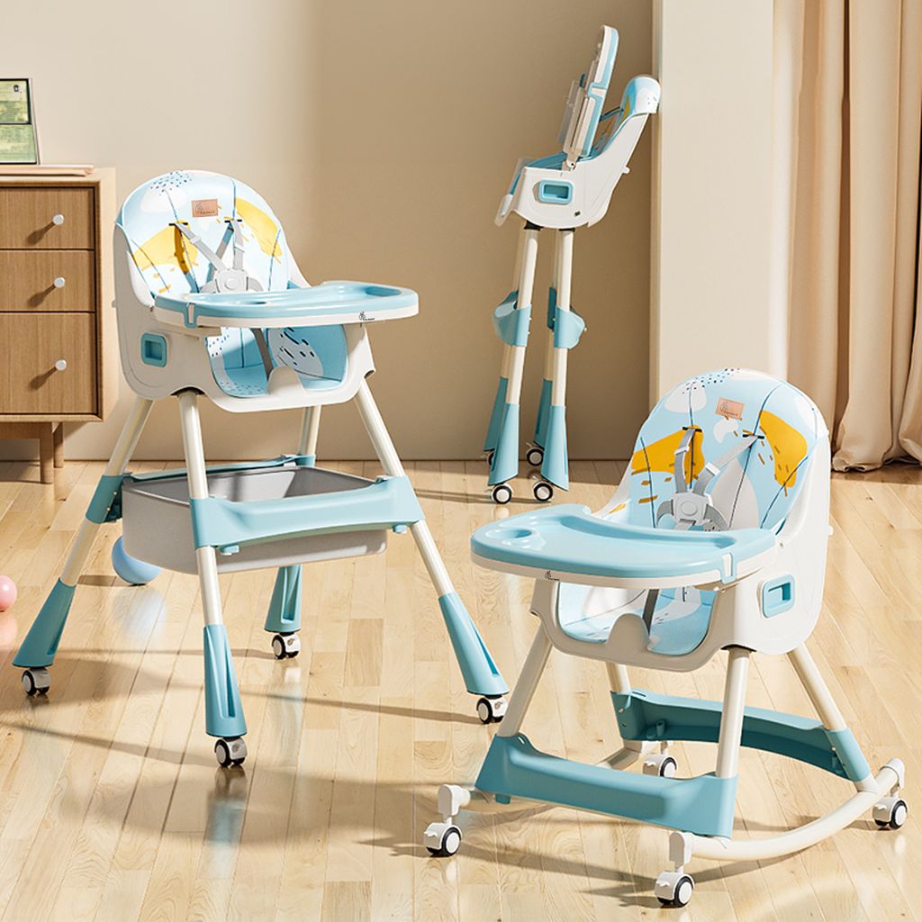 R for Rabbit Sugar Doodle Plus High Chair For Kids 3-In-1 Convertible Design Lake Blue