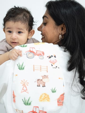 A Toddler Thing Aloe vera Muslin Burp Cloth - Farm Fest