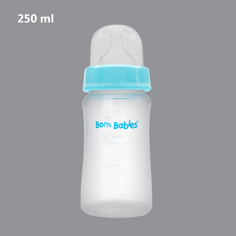 Born Babies Feeding Bottle With Anti-Colic Silicone Nipple BPA Free - 250 ml - Blue