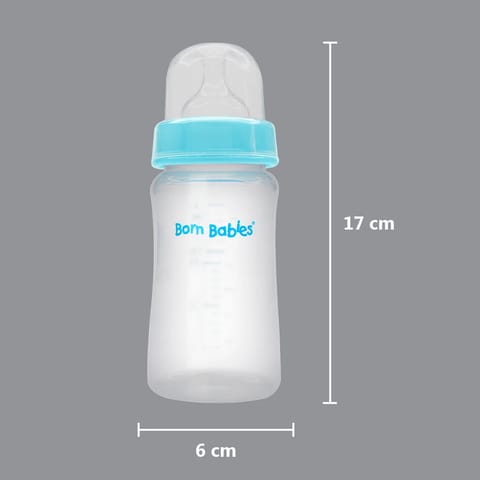 Born Babies Feeding Bottle With Anti-Colic Silicone Nipple BPA Free - 250 ml - Blue