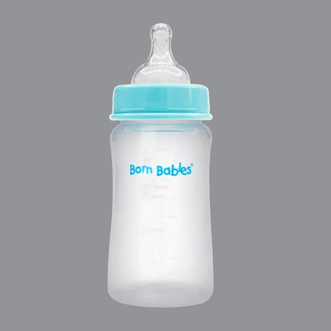 Born Babies Feeding Bottle With Anti-Colic Silicone Nipple BPA Free - 250 ml - Blue