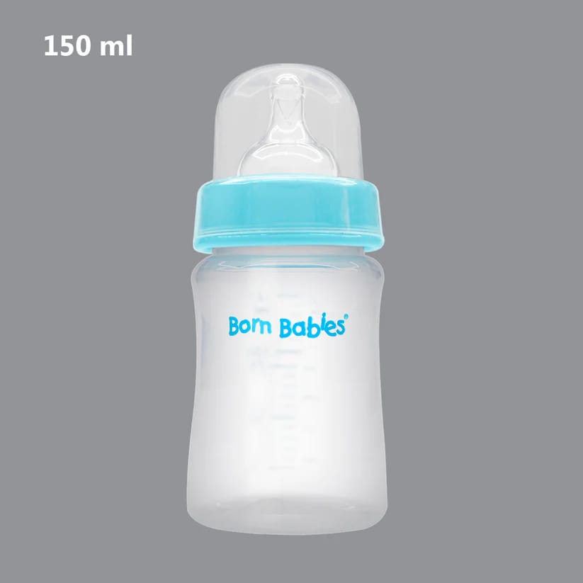 Born Babies Feeding Bottle With Anti-Colic Silicone Nipple BPA Free - 150 ml - Blue