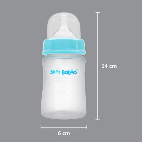 Born Babies Feeding Bottle With Anti-Colic Silicone Nipple BPA Free - 150 ml - Blue