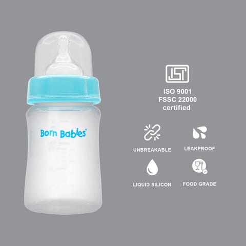 Born Babies Feeding Bottle With Anti-Colic Silicone Nipple BPA Free - 150 ml - Blue