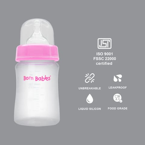 Born Babies Feeding Bottle With Anti-Colic Silicone Nipple BPA Free - 150 ml - Pink