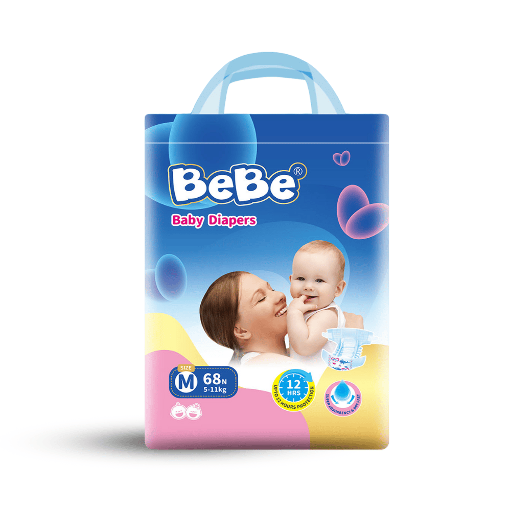 BeBe Baby Diaper - Medium, 5-11 Kg (68 Piece, M)