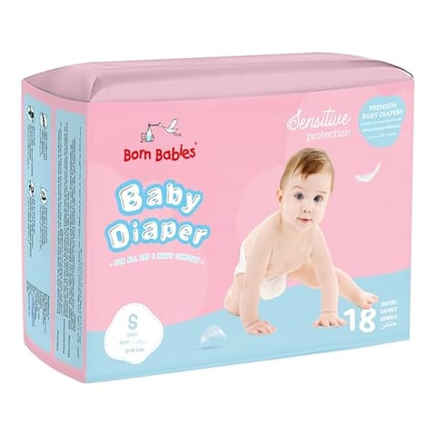 Born Babies Baby Tape Diaper  Three Layer Leakage Protection High Absorb-S (18 Pieces)