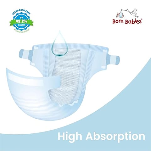 Born Babies Baby Tape Diaper  Three Layer Leakage Protection High Absorb-S (18 Pieces)