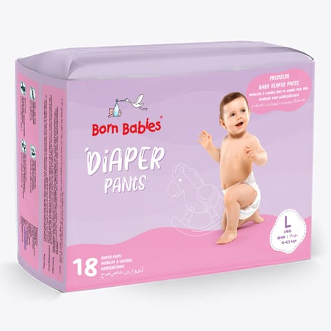 Born Babies Baby Tape Diaper Three Layer Leakage Protection High Absorb-L (18 Pieces)