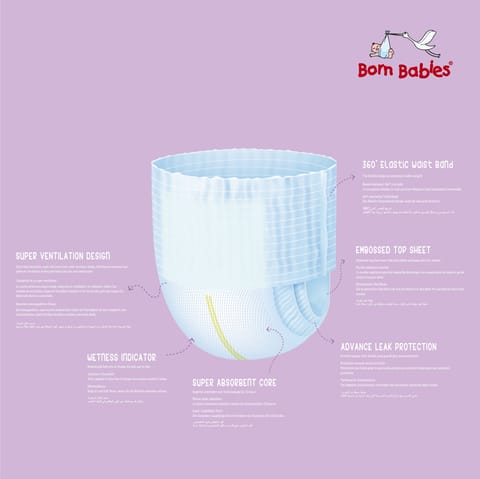 Born Babies Baby Tape Diaper Three Layer Leakage Protection High Absorb-L (18 Pieces)