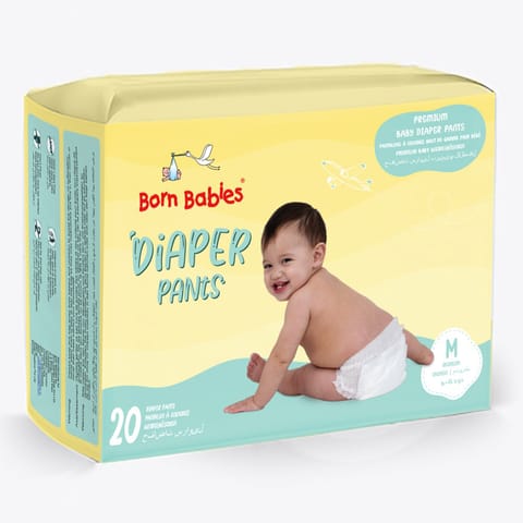 Born Babies Baby Tape Diaper Three Layer Leakage Protection High Absorb-M (20 Pieces)