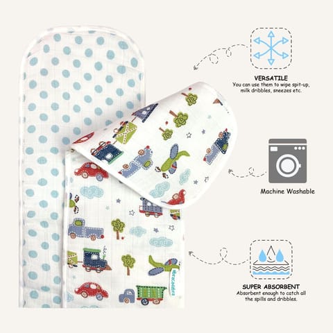 Abracadabra Muslin Burp Pad - Transport Pack of 2