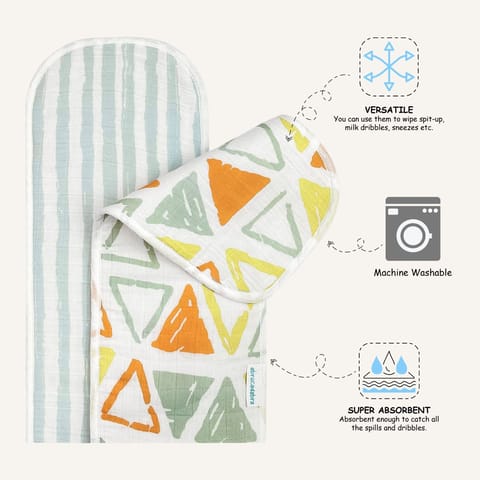 Abracadabra Muslin Burp Pad - Triangles Pack of 2