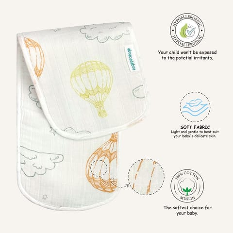 Abracadabra Muslin Burp Pad - Hot Air Balloon Pack of 2