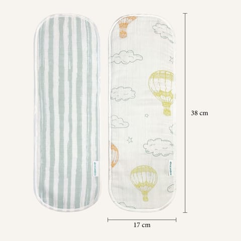 Abracadabra Muslin Burp Pad - Hot Air Balloon Pack of 2