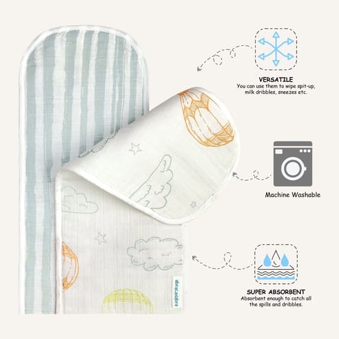 Abracadabra Muslin Burp Pad - Hot Air Balloon Pack of 2