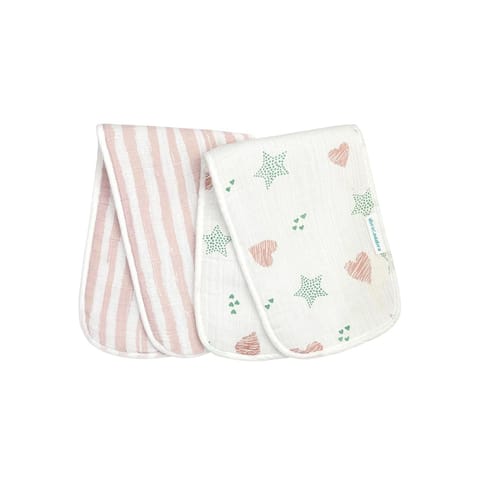 Abracadabra Muslin Burp Pad - Stars & Hearts Pack of 2