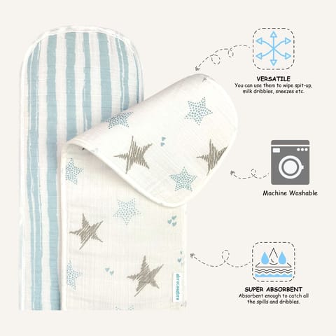 Abracadabra Muslin Burp Pad - Stars Pack of 2