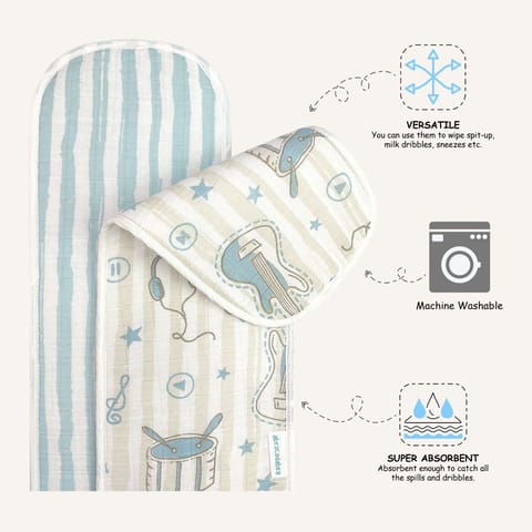 Abracadabra Muslin Burp Pad - Rockstar Pack of 2