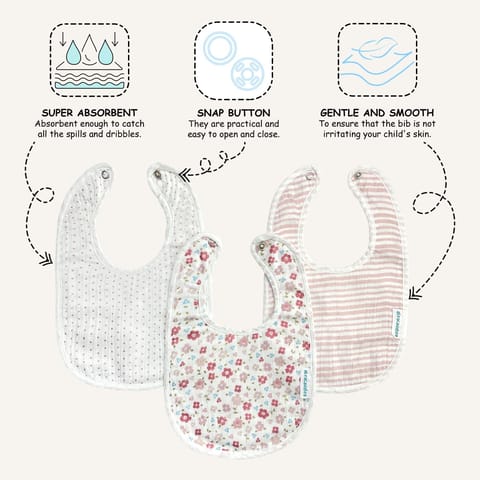 Abracadabra Muslin Bibs - Vintage Floral Pack of 3