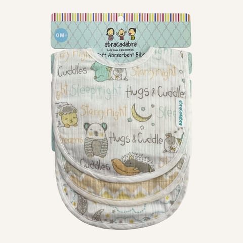 Abracadabra Muslin Bibs - Sleepy Friends Pack of 3