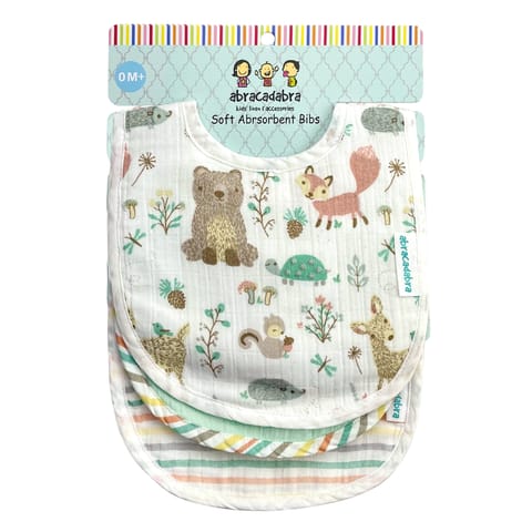 Abracadabra Muslin Bibs - Bambi & Friends Pack of 3