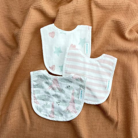 Abracadabra Muslin Bibs - Eiffel Tower Pack of 3