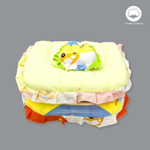 Born Babies Baby Cotton Printed Net Bed With Pillow Yellow